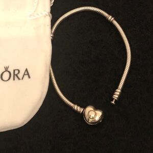 Pandora bracelet with heart clasp sterling silver